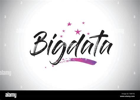 Bigdata Handwritten Word Font With Vibrant Violet Purple Stars And