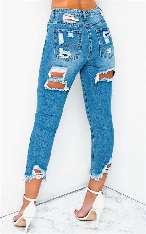 Roxi Ripped Back Pocket Crop Jeans At Ikrush Ripped Jeans Outfit