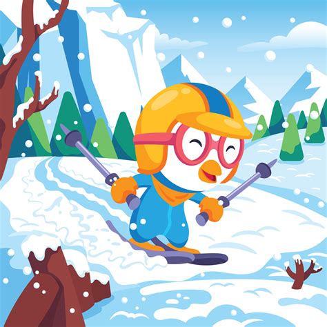 Cute Little Penguin Skiing 24588147 Vector Art At Vecteezy