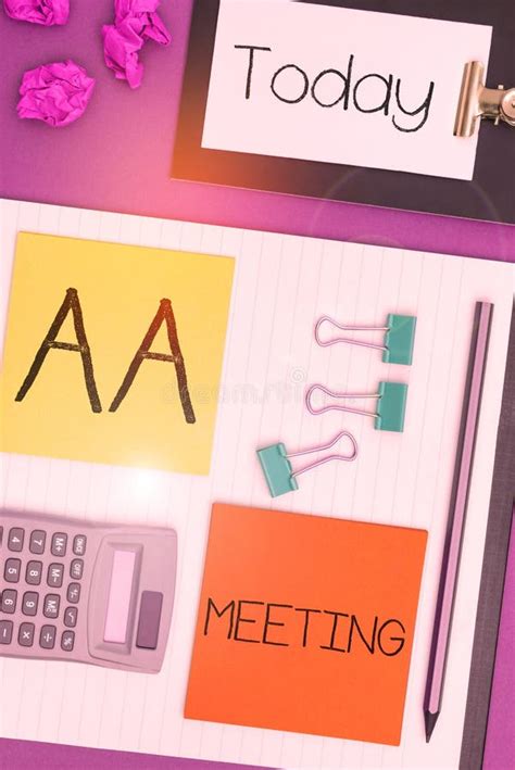 Inspiration Showing Sign Aa Meeting Word Written On Gathering Of