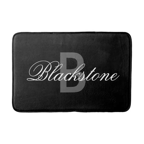 Elegant Black Monogram Bath Mat For Bathroom Zazzle