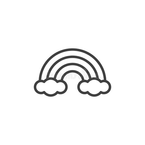 Rainbow and Clouds Line Icon Stock Vector - Illustration of clouds ...