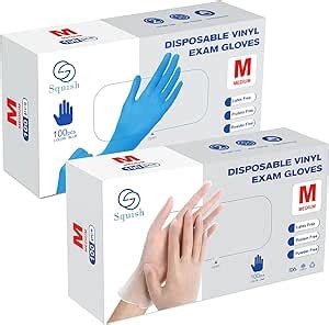 Amazon Squish Clear Medium Disposable Gloves And Blue Medium