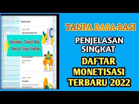 Cara Daftar Monetisasi Youtube Singkat Dan Jelas Youtube