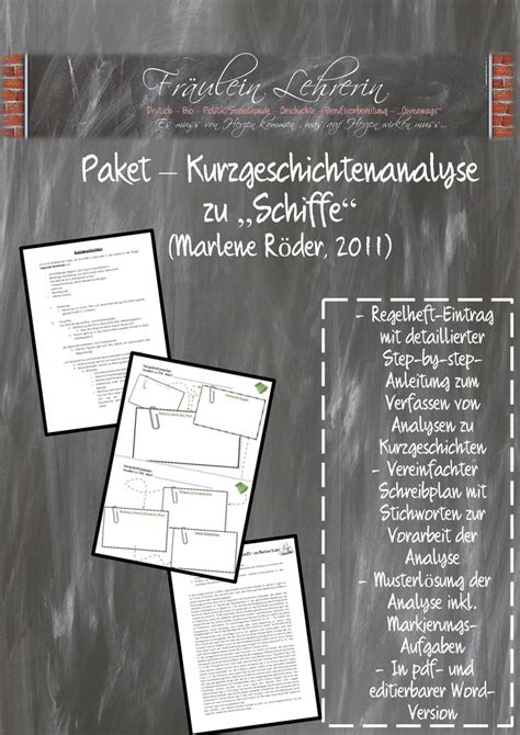 Paket zum Thema Kurzgeschichtenanalyse zu Schiffe von Marlene Röder