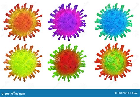 Set Of Colorful Virus Bacteria Cells 3d Render Collection Of Images Isolated On White