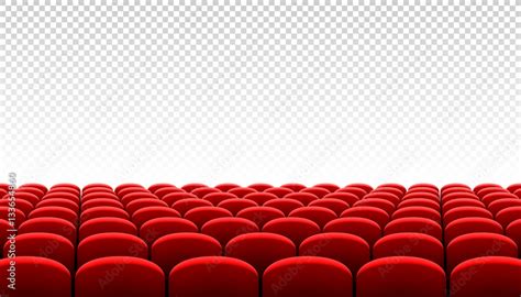 Rows of red cinema movie theater seats on transparent background Stock ...