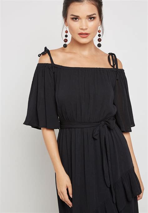 Buy Yas Black Cold Shoulder Maxi Dress For Women In Mena Worldwide