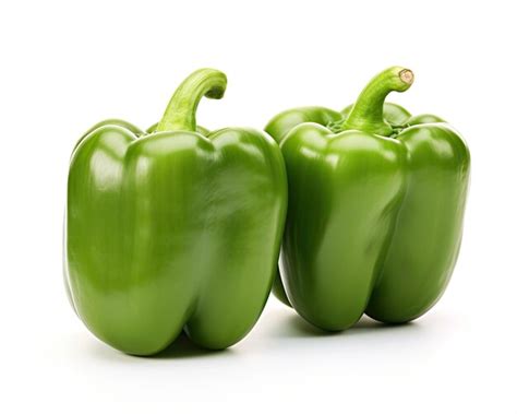 Premium AI Image Green Bell Pepper Closeup Shot Of Two Fresh Green