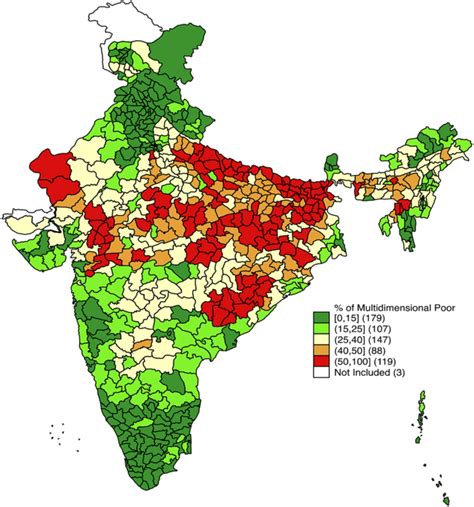 Percentage Of Multidimensionally Poor In Districts Of India 201516