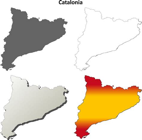 Vector Conjunto De Mapa De Contorno Detallado En Blanco De Catalu A Eps