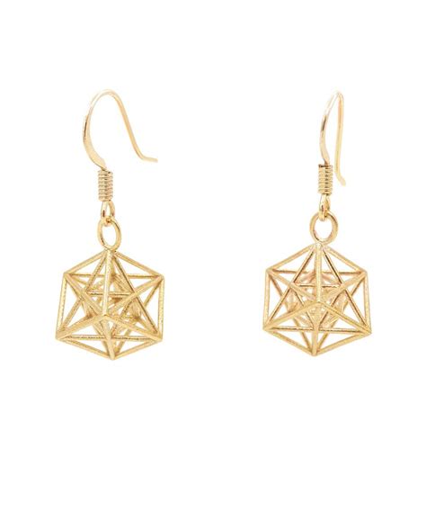 Metatron Cube Earrings Long 3d Printed Earrings Sacred Creation