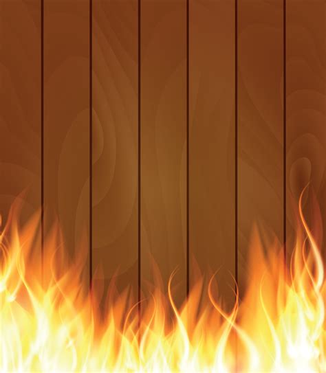 Burning Fire Special Light Effect Flames on Wood Boards Background ...