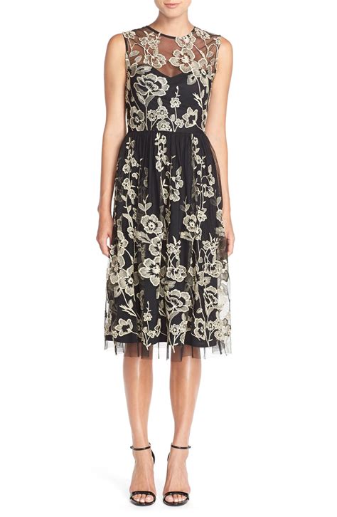 Eci Embroidered Mesh Midi Dress Nordstrom