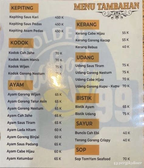 Selalu Diperbarui Menu Golden Seafood 99 Gading Serpong Tangerang