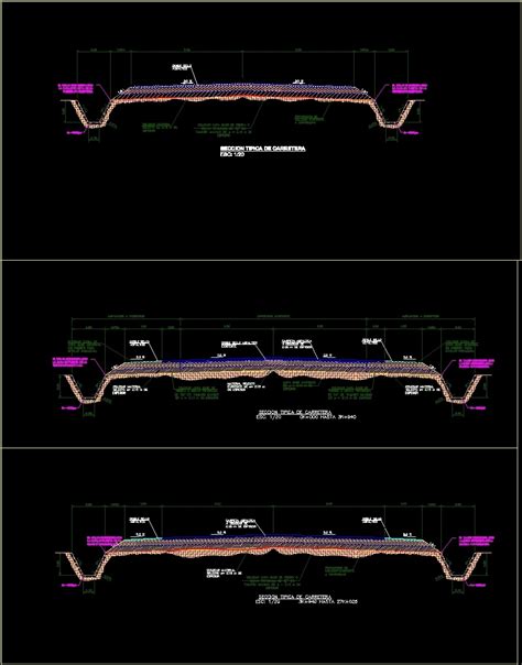 Typical Sections Of Highway Asphalt DWG Section For AutoCAD Designs CAD