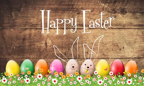 Happy Easter Card Vector Design With Colorful Eggs Vectors Images