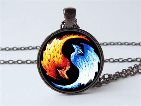 Dragons Yin Yang Necklace Yin Yang Pendant Dragon Yin Yang Etsy