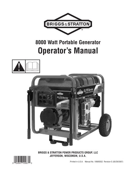 Briggs & Stratton 8000 Watt Portable Generator User Manual | 56 pages