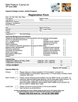 Fillable Online Vip Doc Ic Ac Registration Form Vipdocicacuk Vip