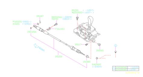 2010 Subaru Automatic Transmission Shifter Cable - 35150AG011 - Genuine ...