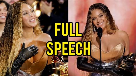 Beyonce Wins And Makes Grammy History Plus Her Emotional Full Speech Youtube