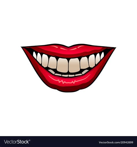 Flat Icon Of Bright Red Female Lips Royalty Free Vector