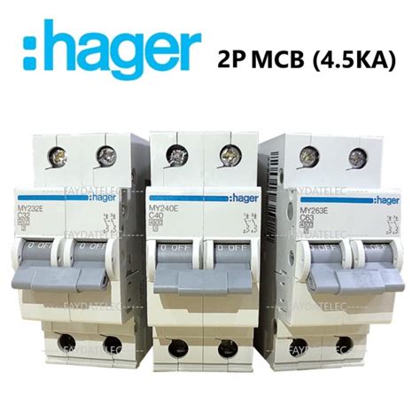 Hager MY Series 2 Pole MCB 16A 32A 40A 63A 4 5KA Miniature