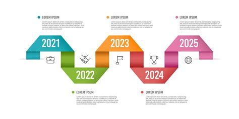 Business Timeline Infographic With Folded Ribbons Business