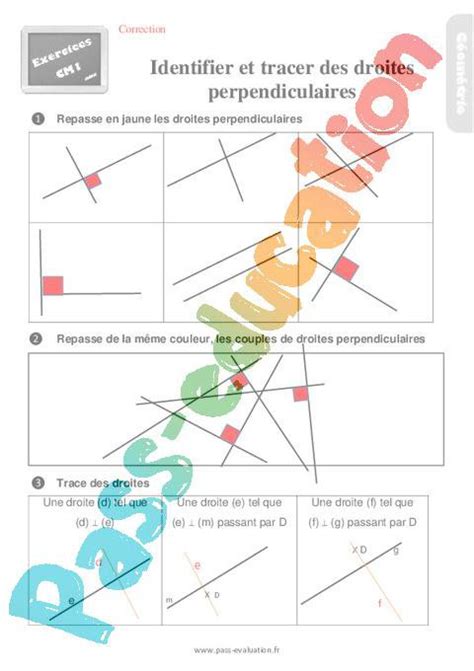 Identifier Et Tracer Des Droites Perpendiculaires Au Cm1 Bilan PDF