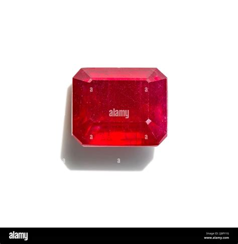 Close Up Square Shape Ruby Stone On White Background Stock Photo Alamy