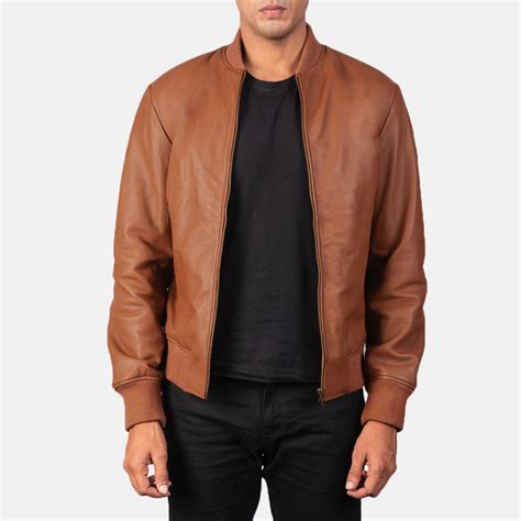 Elegant Brown Leather Bomber Jacket - Brand Of Leather