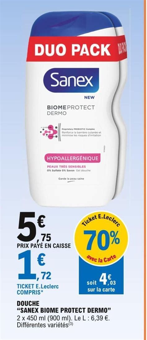 Promo Sanex Biome Protect Dermo Douche Chez E Leclerc