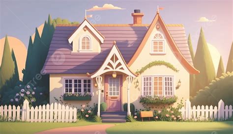 Lawn European Architecture Plants Cartoon House Background, Cartoon, House, Building Background ...