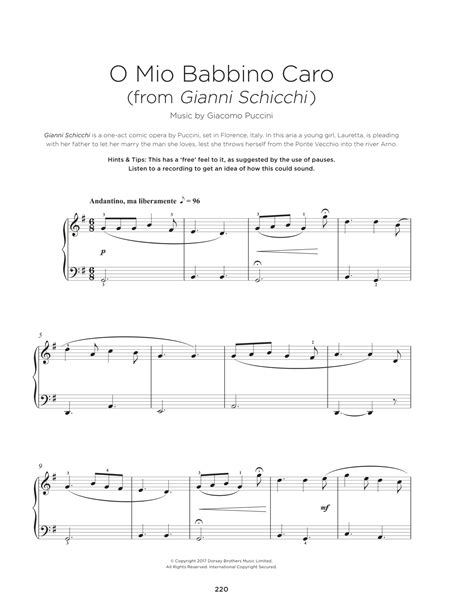 O Mio Babbino Caro By Giacomo Puccini Sheet Music For Really Easy Piano