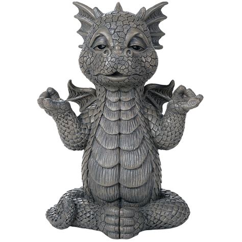 Meditating Dragon Garden Statue | 10 Inch Resin Dragon Statue