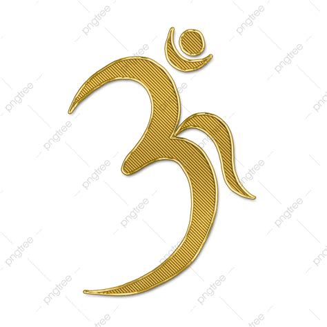 Gold Om With Lined Texture Symbol Gold Om Hindu Png Transparent