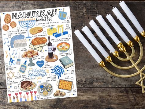 Printable Hanukkah Bucket List Hanukkah To Do List Etsy