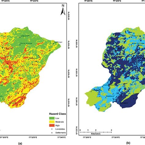 (A) Landslide hazard map. (B) Risk map. | Download Scientific Diagram