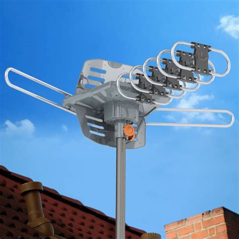 Zimtown Indoor Outdoor Power Amplified 360° Rotating 30db Hd Tv Antenna With Wireless Remote