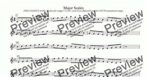 Treble clef scales - FREE - major scales / minor scales - Sheet Music