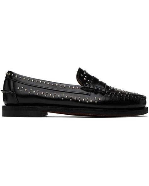 Sebago Black Dan Studs Loafers Lyst