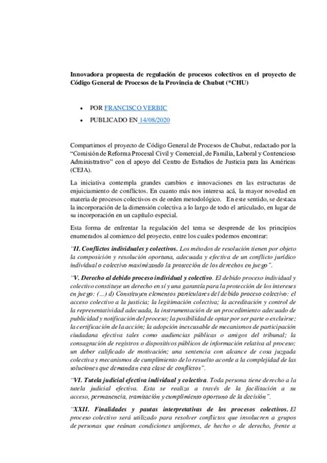 Pdf Innovadora Propuesta De Regulación De Procesos Colectivos En El