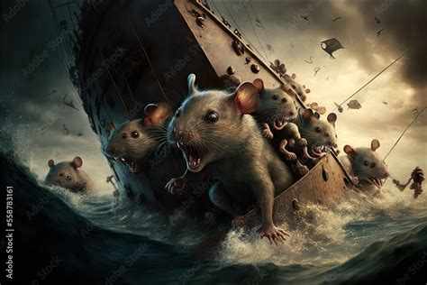 Panicked Rats Fleeing A Sinking Ship Concept Of People Abandoning An