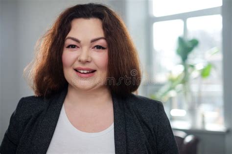 Portrait Of A Cheerful Plus Size Model Stock Photo Image Of