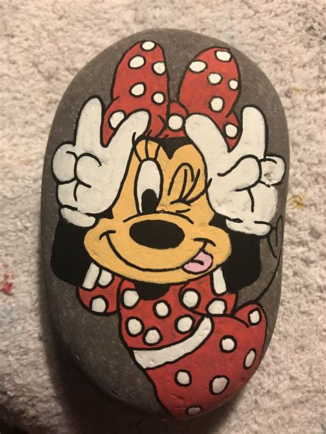 Minnie Mouse Rock Crafts Rock Painting Art Painted Rocks