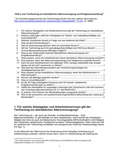 FAQ S Zum Tarifvertrag Zur Betrieblichen Altersversorgung