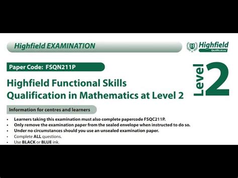 Functional Skills Maths L Practice Exam Highfield Youtube