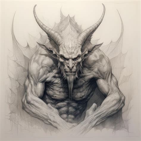 Premium AI Image | a drawing of a devil with horns and horns.