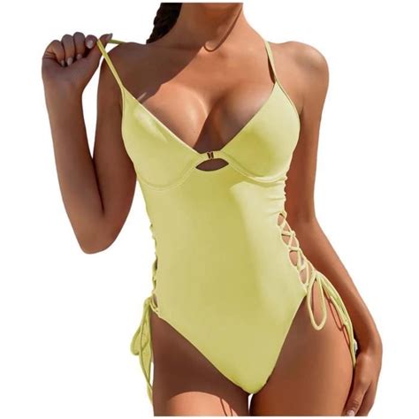 Maillot De Bain Femmes Sexy Fashion One Piece Bikini Couleur Unie